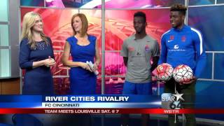 Two members of FC Cincinnati talk about the team and do some tricks