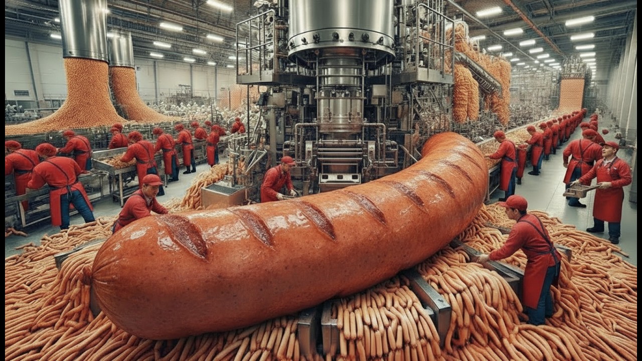 Как производятся миллионы сосисок на фабрике | Процесс производства сосисок на фабрике