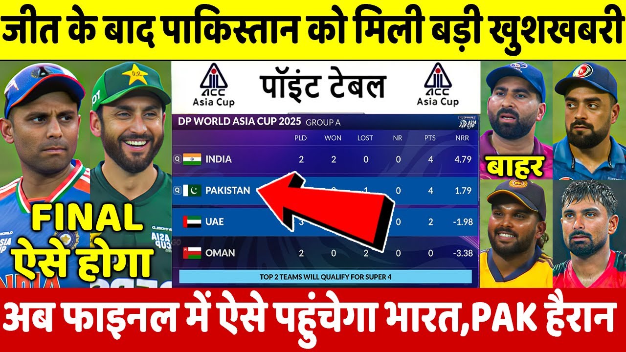 Asia Cup 2025 Points Table | Pakistan को जीत के बाद मिली बड़ी खुशखबरी INDIA के साथ ऐसे होगा फ़ाइनल