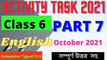 Model Activity Task Class 6 English Part 7 | English Model Activity Task Class 6 October