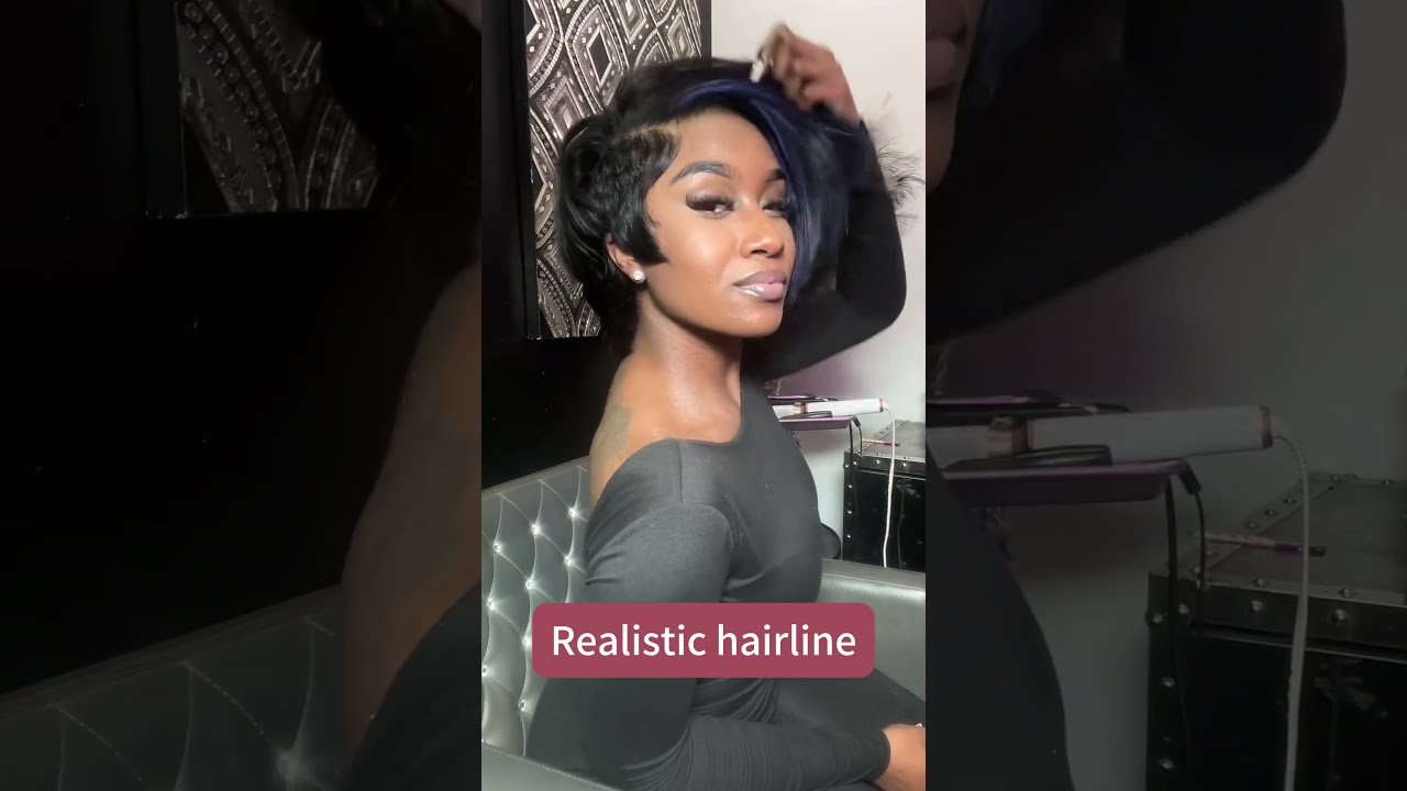 Human Hair Short Pixie Cut Wigs For Black White Women Wavy Wig With Bangs