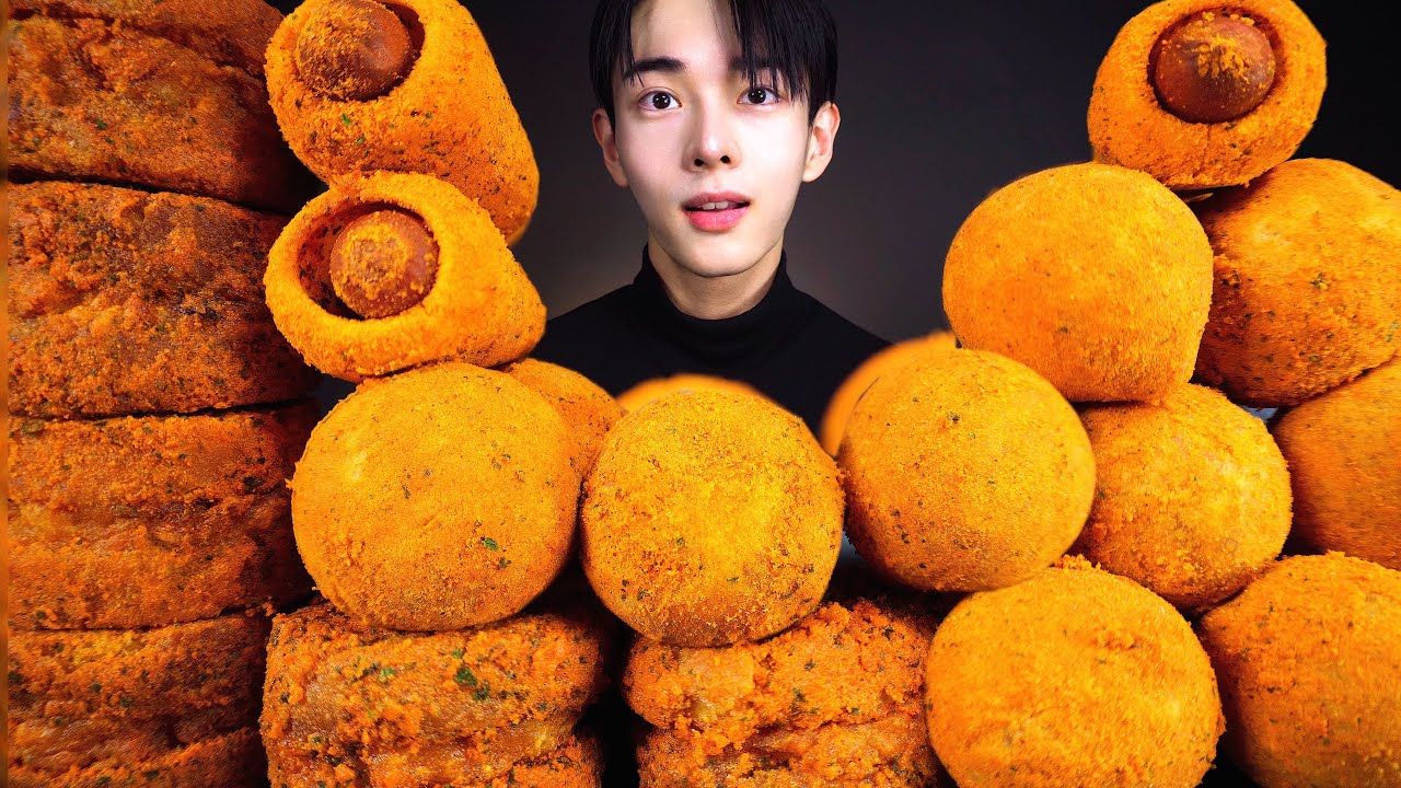 ASMR MUKBANG BHC사이드 핫뿌링치즈볼 멘보샤 핫도그 파티 먹방/ BHC SIDE&CHICKEN CHEESE BALL FRIED SHRIMP EATING SOUND