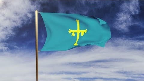 4K Asturias flag waving in the wind. Green screen, alpha matte. Loopable animation Stock video