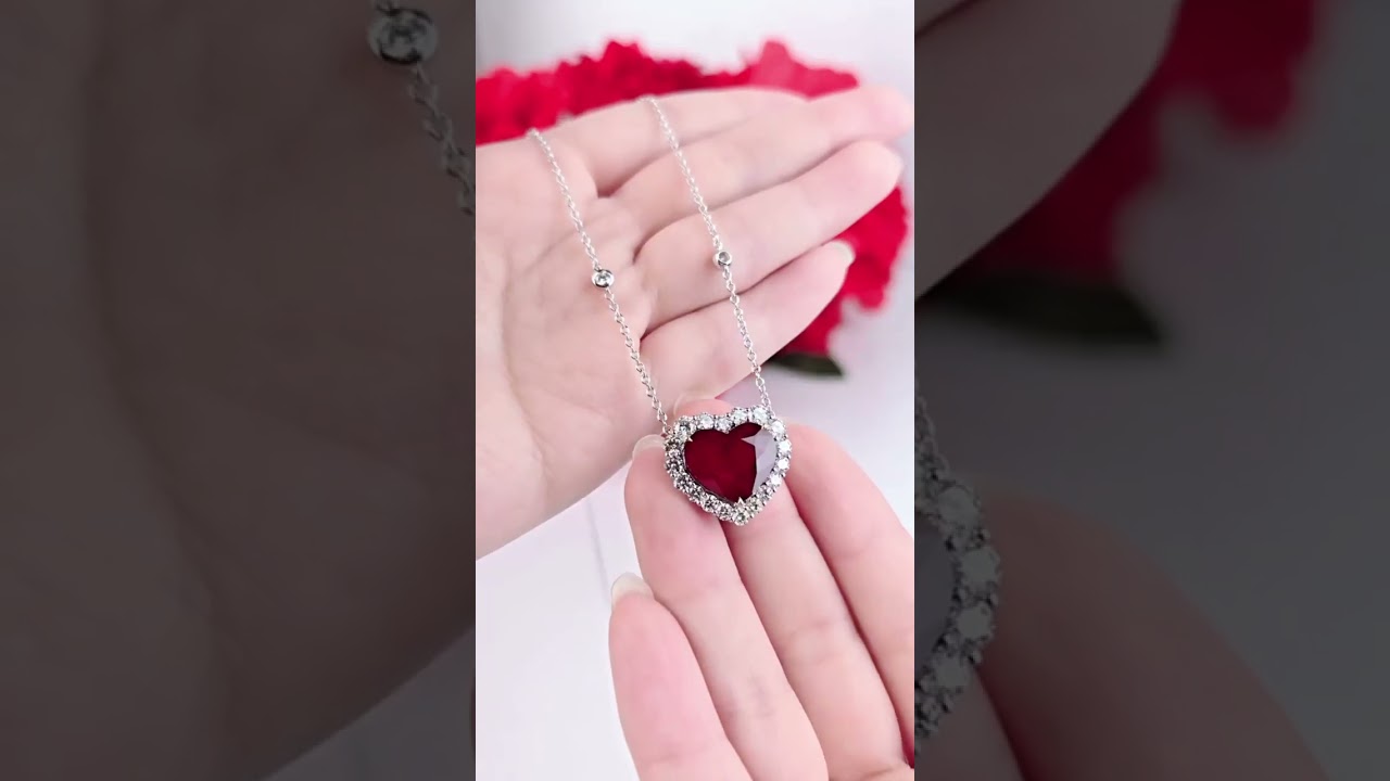 Best Valentine's Day Gift for Her |  Heart Shape Ruby Necklace