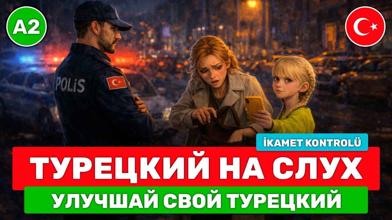 Слушай и понимай турецкий на слух // Еффективная методика для начинающих 👮‍♂️ İkamet Kontrolü (A2)