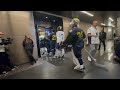 Michigan AD Warde Manuel greets hockey team after practice in Vegas