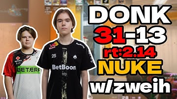 🔥donk (31-13) rt:2.14 w/zweih (nuke) l EU FACEIT RANKED #cs2 #pov