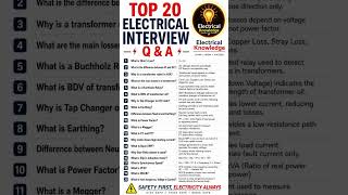 Top 20 Electrical Interviews Q & A #mepdesign #electrical #mep #shortvideo #shorts