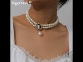 Elegant Multi Layer Imitation Pearl Choker Necklace Women Collares Punk Black Crystal Bead Tassel