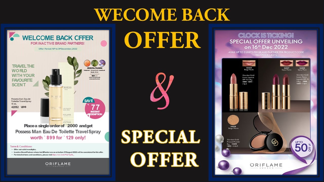 ORIFLAME DECEMBER 2022 ODD DAY SPECIAL OFFER & WELCOME BACK OFFER 