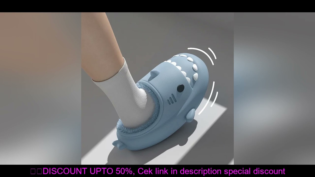 Comwarm Shark Plush Slippers For Women Men Autumn And Winter Warm Cartoon Cotton Slipper Non-Slip Wa
