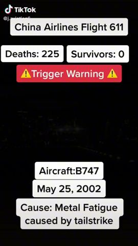 China Airlines Flight 611 / Death 225 and Survivors 0