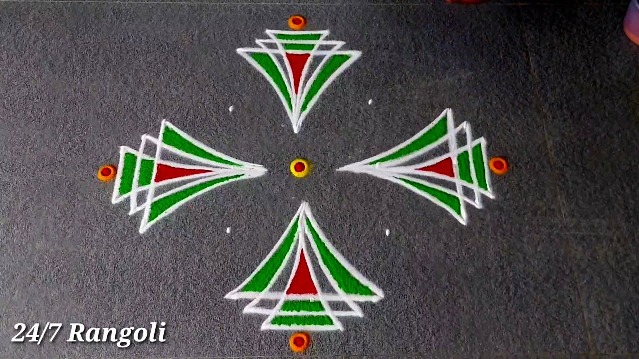 Easy Padikolam with Colours 🍀 24/7 Rangoli 🍀 Unique Diwali Rangoli Designs 2024 🍀 Geethala Muggulu 🌺