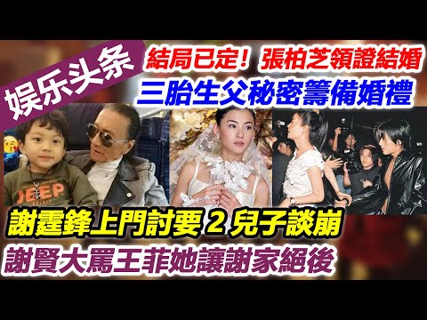 結局已定！張柏芝已經領證結婚，三胎生父秘密籌備婚禮，謝霆鋒上門討要2兒子談崩，謝賢大罵王菲她讓謝家絕後