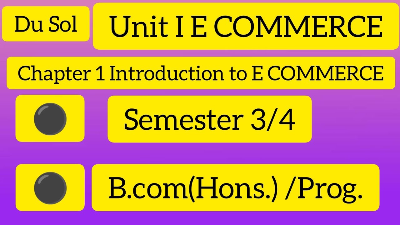 UNIT 1 E COMMERCE INTRODUCTION TO E COMMERCE B COM HONS / PROGRAMME ...