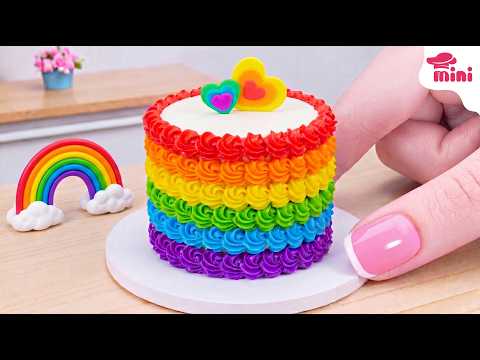 ❤️ So Cute Mini Rainbow Heart Cake Decorating Ideas | Mini Bakery