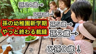 【大家族のおばあちゃん】新学期は裁縫で追われる！毎日孫ひ孫がやってくる…2歳〜24歳の孫5人、0歳3歳のひ孫　りりあの祖父母