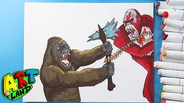 How to Draw Kong vs Skar King | Godzilla x Kong
