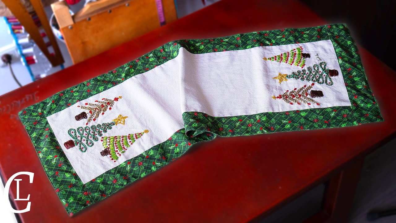 CAMINO de MESA NAVIDENO con ARBOLES BORDADOS dejara a todos BOQUIABIERTOS