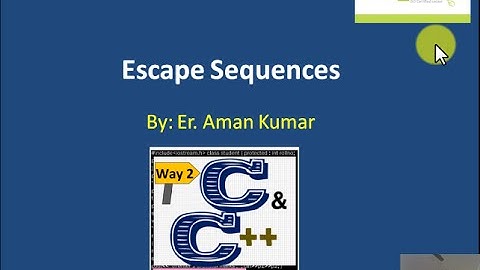 10.  Escape Sequences in C Language by Aman Kumar