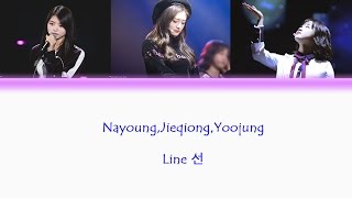 [Hangul/English] IOI Nayoung,Jieqiong, Yoojung - Line 선 Lyrics