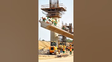 🏗️Failed Crane Lift: Bridge Concrete Slides Like a Paper Plane #fail #crane #construction #bridge