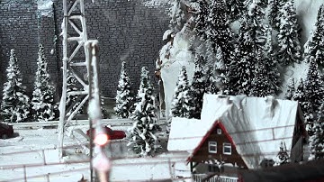 Märklin Winter Landschaft (9), Märklin winterscene: heating houses is well underway,