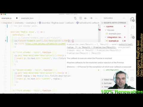 Debugging RegExp Cypress test
