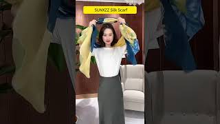 Women Men Natural Silk Neckerchief Digital Printed Headscarf