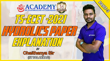 TS ECET 2021 HYDROLICS PAPER EXPLAINATION |PART-3 |CHAITHANYA SIR | SREE ACADEMY