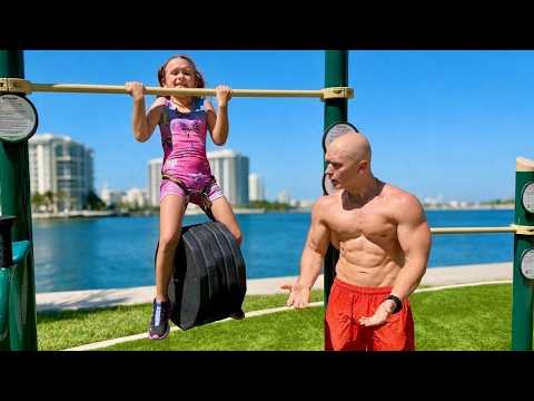 Little Girl Challenged a Bodybuilder to Crazy Pull-Ups!