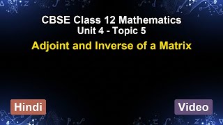Unit 4 – Adjoint and Inverse of a Matrix | CBSE 12th Mathematics (Hindi) | The 5-Minute Teacher
