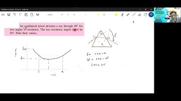 22)Prism | An Equilateral prism deviates a ray by 40 degrees for two angles of incidence. The two
