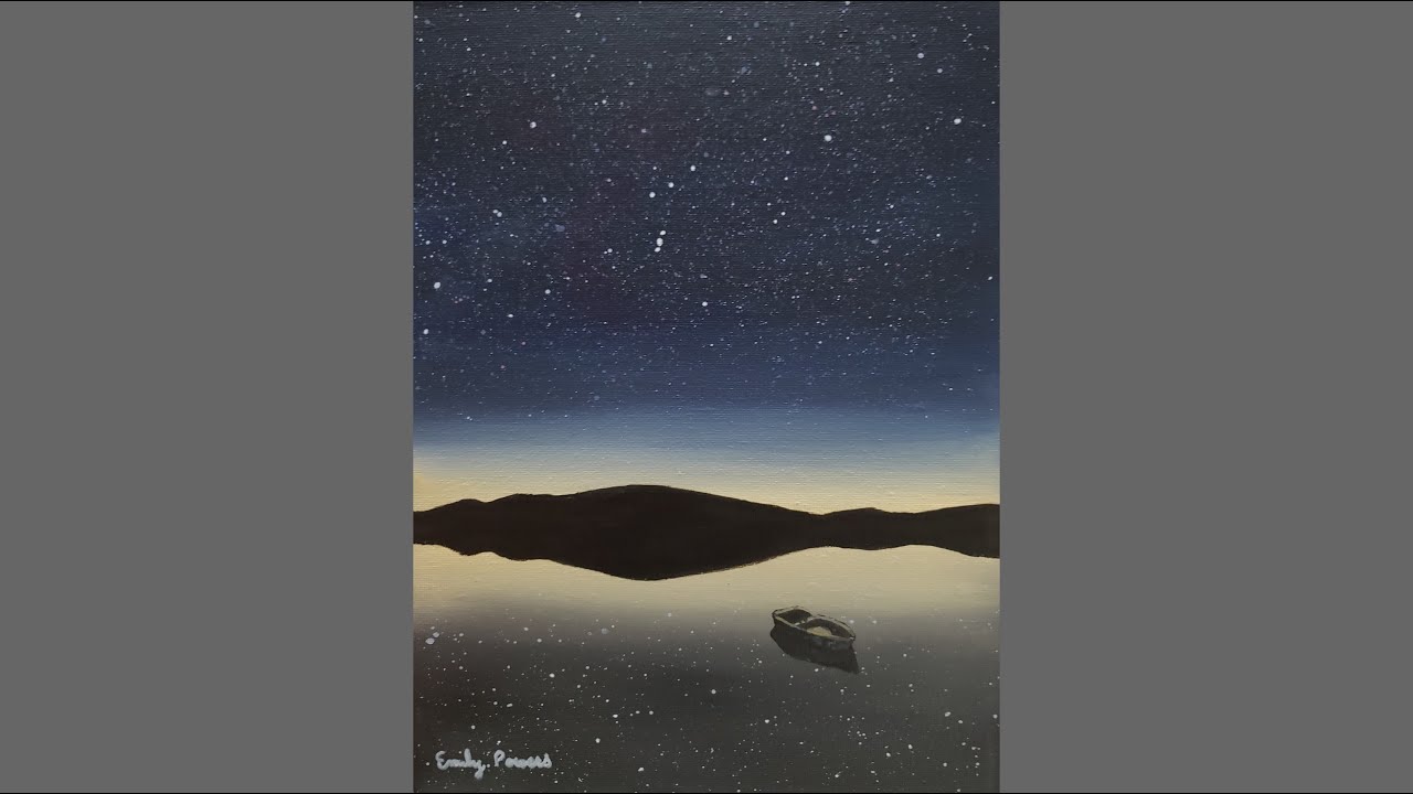 Night Sky & Boat Acrylic Painting Tutorial