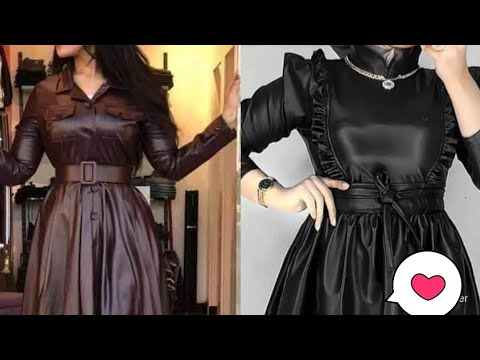 فساتين جلد للمحجبات شتاء 