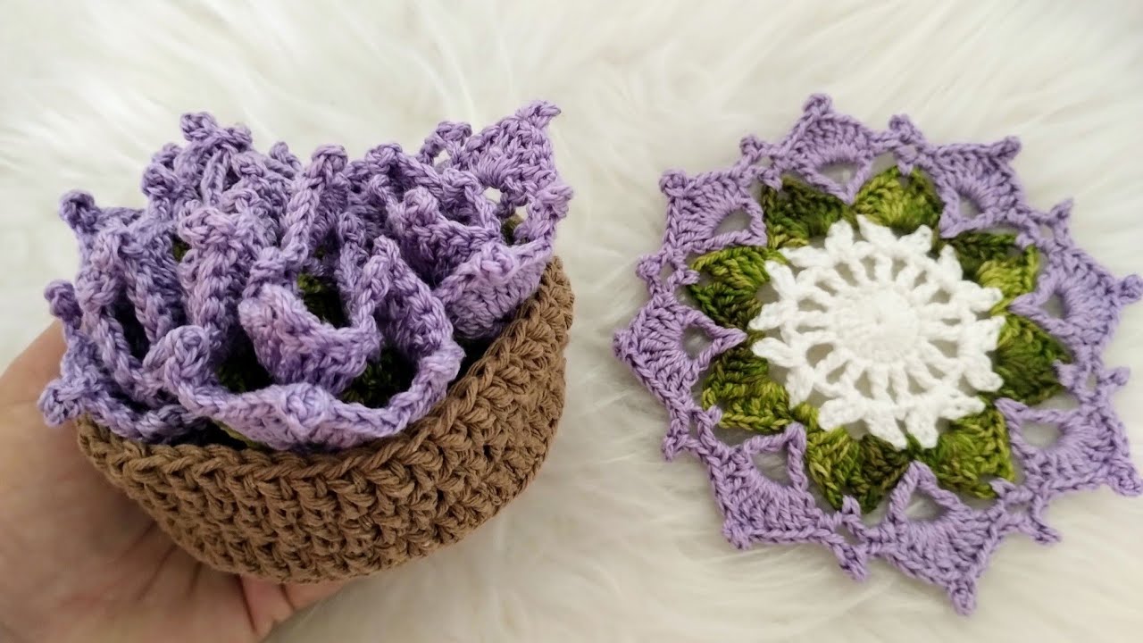 Vaso de flores em crochê 🪻 que vira porta copos