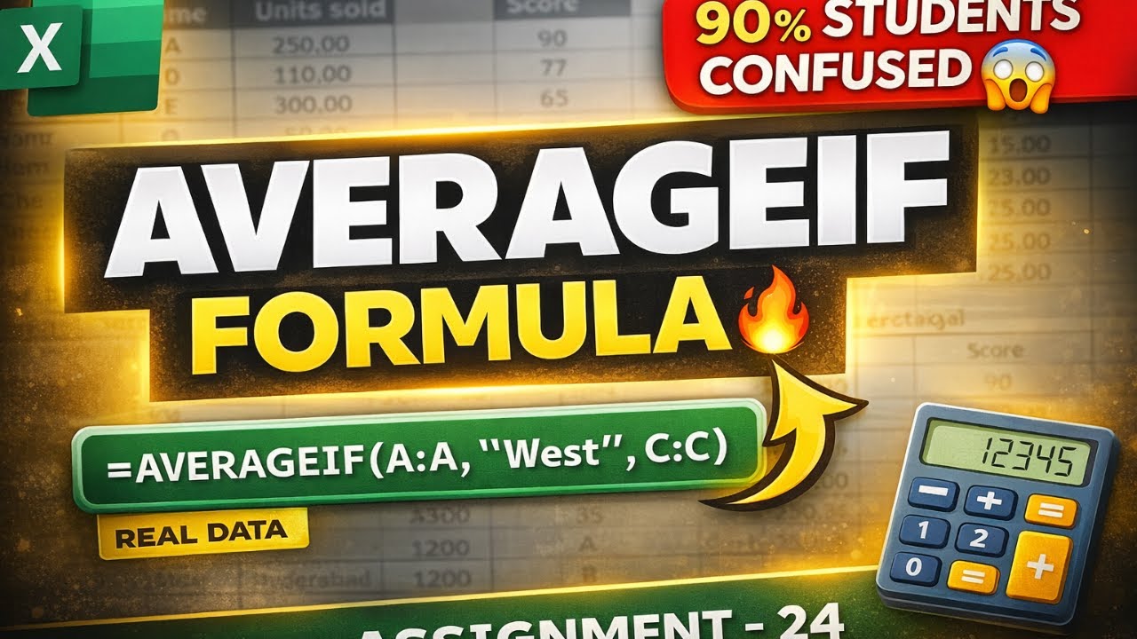 Excel AVERAGEIF Formula Explained 🔥 | Assignment 24 | Real Data Example ...