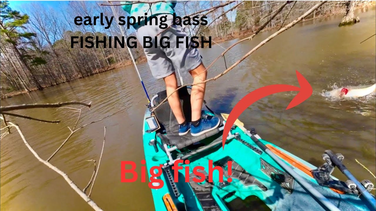 Early spring kayak fishing for big bass ￼