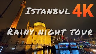 istanbul 4K At Night | Walking in The Rain .Turkey