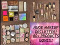 HUGE Makeup Decluttering // 80+ PRODUCTS GONE // FT. Too Faced, Colourpop, Marc Jacobs, &amp; MORE!!!