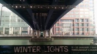 Waterfall of words in Canary Wharf