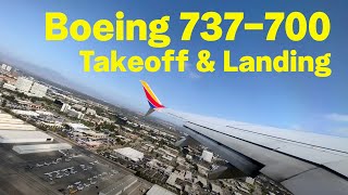 Boeing 737-700 Takeoff & Landing Wing View  4K HD