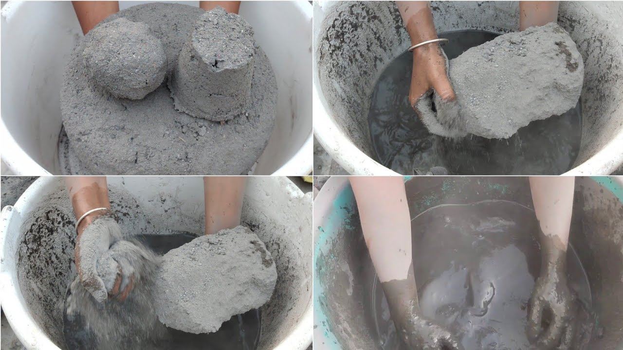 charcoal ashes with sand cement crumbling dry and water 💦//sa Asmr