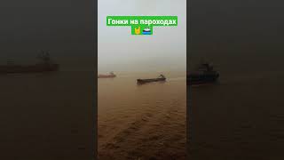 #Гонки на пароходах (#НаБорту) #shorts #ship #судно #туман #река #китай #river #china