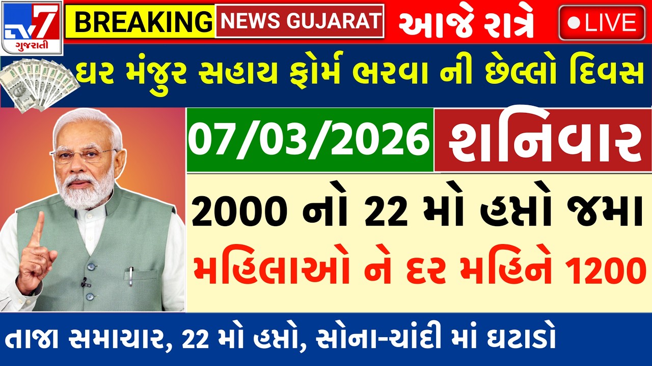🔴Live આજના તાજા સમાચાર | 07 March 2026 |ગુજરાતના મોટા સમાચાર | Gujarati Samachar Live | #livenews