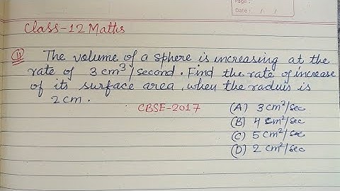 The volume of a sphere is increasing at the rate of 3 cm³/sec...| cbse class 12 maths pyqs solution