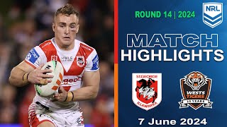 NRL 2024 | St George Illawarra Dragons v Wests Tigers | Match Highlights