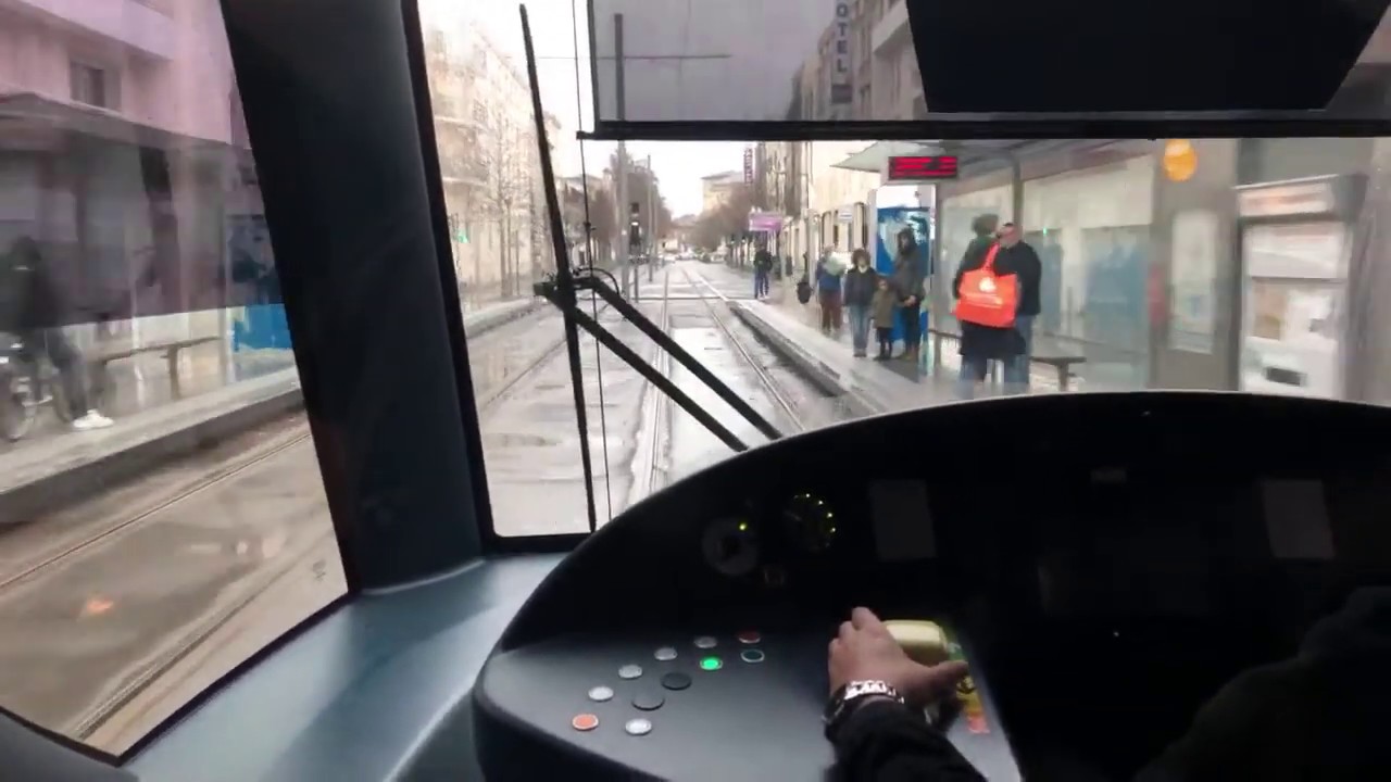Tramway Bordeaux Ligne D Cab View intégral. Premier jour.