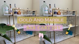 DIY Gold and Marble Bar Cart