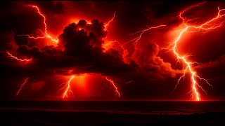 Red Thunderstorm with Flashing Lightning ⚡  8 Hours 4K Dark Storm Wallpaper & Relaxing Ambience
